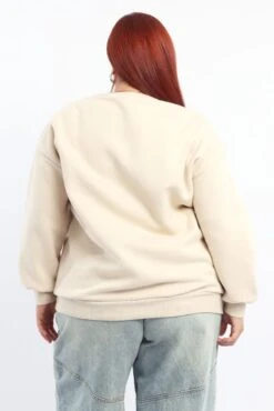 Beige Sweatshirt Long Sleeve Crew Neck -You And All Fashion Store cjc2413a 84j stone 4