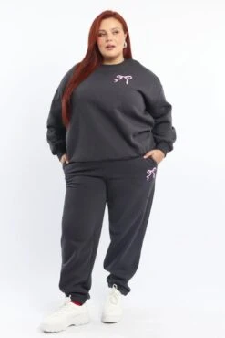 Grey Sweatshirt Long Sleeve Crew Neck -You And All Fashion Store cjc2420x 84j charcoal 3