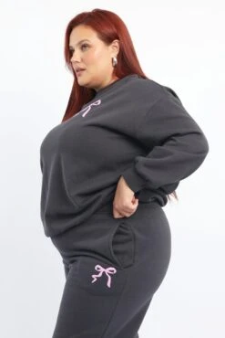 Grey Sweatshirt Long Sleeve Crew Neck -You And All Fashion Store cjc2420x 84j charcoal 4