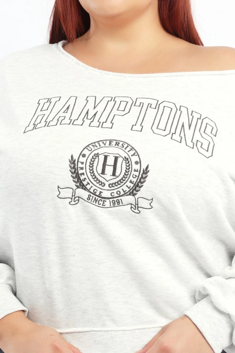 Grey Sweatshirt One Shoulder Long Sleeve 5 Grey Sweatshirt One Shoulder Long Sleeve - Image 5