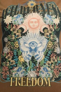 Brown Graphic T-shirt Short Sleeve Crew Neck -You And All Fashion Store cjc2451 84jb mocha 5