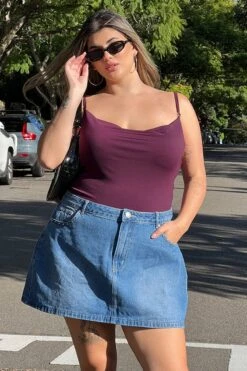 Red Cowl Neck Bodysuit