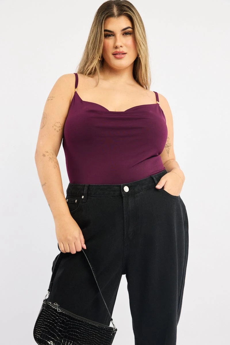 Red Cowl Neck Bodysuit 2 Red Cowl Neck Bodysuit - Image 2