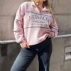 Pink Sweatshirt Long Sleeve Zip Up