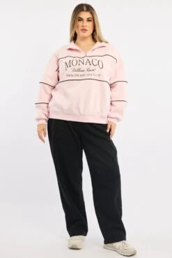 Pink Sweatshirt Long Sleeve Zip Up 8 Pink Sweatshirt Long Sleeve Zip Up -You And All Fashion Store cjc2484 84j soft pink 3