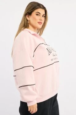 Pink Sweatshirt Long Sleeve Zip Up 9 Pink Sweatshirt Long Sleeve Zip Up -You And All Fashion Store cjc2484 84j soft pink 4