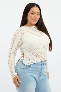 White Lace Top Crew Neck -You And All Fashion Store cjc2512 129j white 4