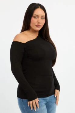Black One Shoulder Top Long Sleeve 7 Black One Shoulder Top Long Sleeve -You And All Fashion Store cjc2514 118j black 3