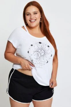 Placement Graphic T-shirt Celestial Cold Shoulder