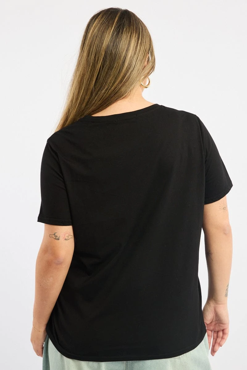 Black Graphic T-shirt Short Sleeve 4 Black Graphic T-shirt Short Sleeve - Image 4