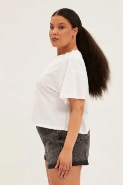 White Short Sleeve Brooklyn T-shirt -You And All Fashion Store cjc25389ad 84a white 4