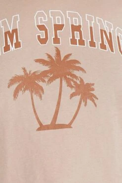 Pink Graphic T-shirt Palm Springs Crew Neck Cotton -You And All Fashion Store cjc25389ah 84ab mink 6