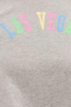 Grey Graphic T-shirt Short Sleeve Rainbow Las Vegas -You And All Fashion Store cjc25389bj 84ab grey marle 6