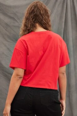 Red Graphic T-shirt Los Angeles Crop Cotton 10 Red Graphic T-shirt Los Angeles Crop Cotton -You And All Fashion Store cjc25389f 84a red 5