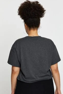 Grey Crop T-shirt Michigan Short Sleeve Cotton Semi -You And All Fashion Store cjc25389v 84ab charcoal 5 1 1