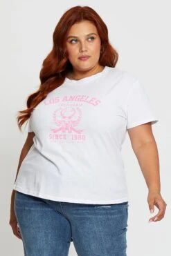 White Graphic T-shirt La Short Sleeve Cotton -You And All Fashion Store cjc25390b 84a white 3