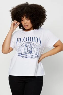 White Graphic T-shirt Florida Tiger Short Sleeve Cotton -You And All Fashion Store cjc25390e 84ab white 3 1