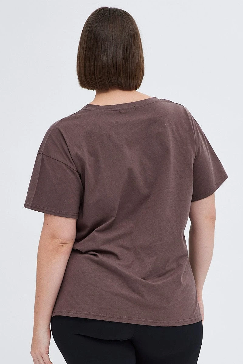 Brown Graphic T-shirt Electric Dreams Print 5 Brown Graphic T-shirt Electric Dreams Print - Image 5