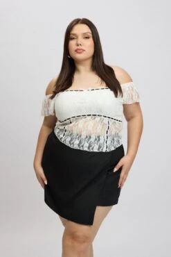 White Lace Top Singlet Squared Neck