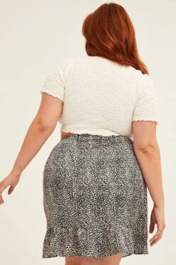 White Crop Top Short Sleeve Textured Lace Drawstring -You And All Fashion Store cjc31297f 33a white 5