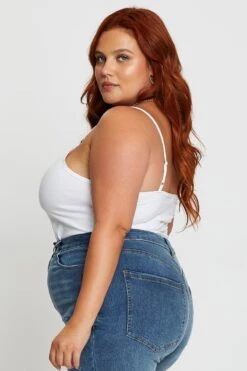 White Cotton Bodysuit Sleeveless -You And All Fashion Store cjc31332 84ab white 4 2 1