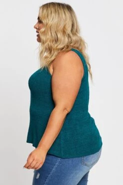 Green Sleeveless Tank V-neck Knit -You And All Fashion Store cjc31352 45ab green 4