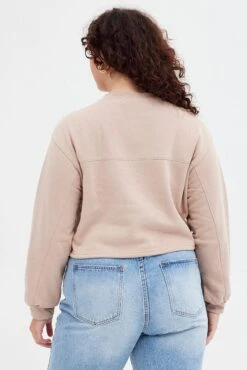 Pink Long Sleeve Portland Embroidered Semi Crop Sweater -You And All Fashion Store cjc31365 84ab mink 5