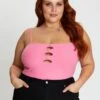 Pink Sleeveless Mini Keyhole Detail Bodysuit