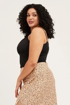 Black Sleeveless Gather Bust Detail Singlet Top -You And All Fashion Store cjc31482 35ab black 4 1