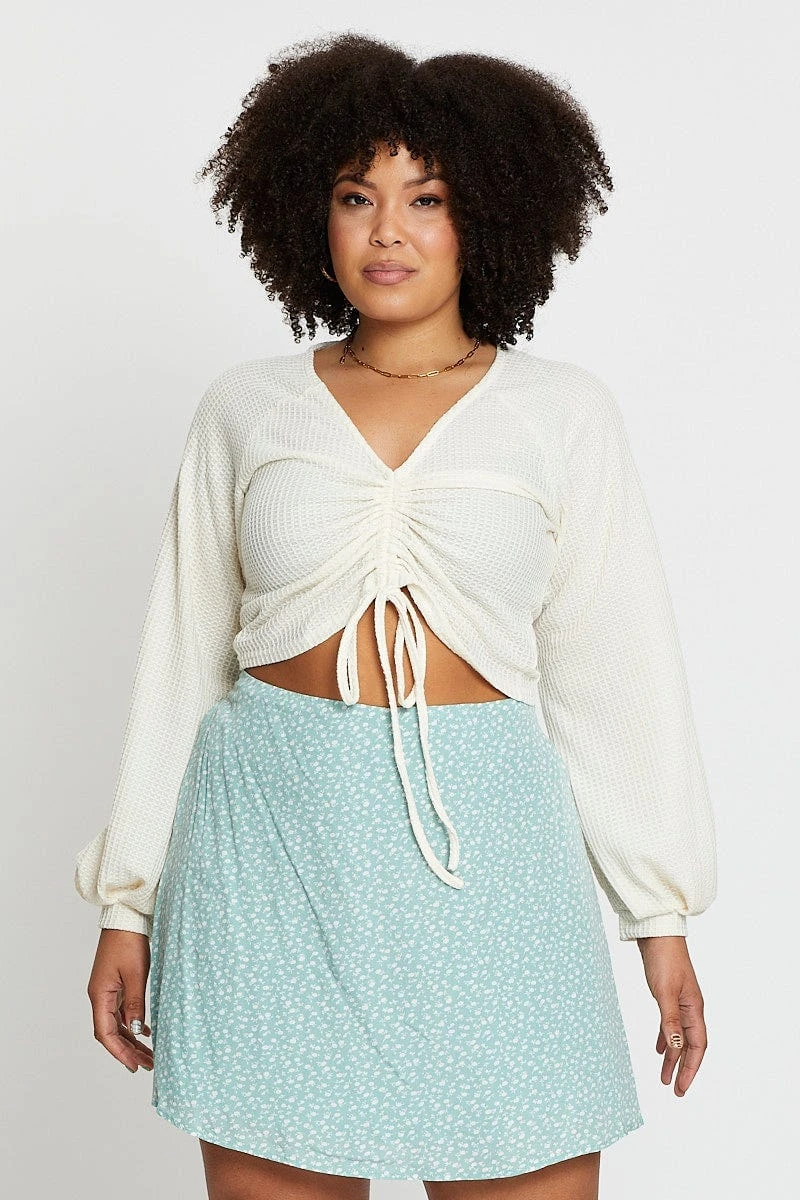 White Drawstring Textured Top 1 White Drawstring Textured Top