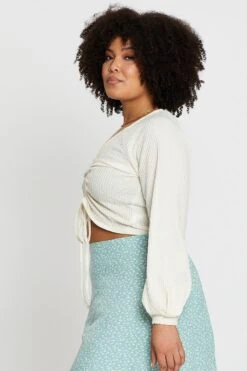 White Drawstring Textured Top 9 White Drawstring Textured Top -You And All Fashion Store cjc31508 47ab cream 4 1