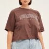 Brown Short Sleeve Los Angeles Crop T-shirt