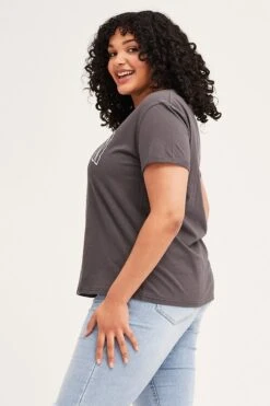 Grey Short Cuff Sleeve Graphic Regular T-shirt -You And All Fashion Store cjc31637a 84ab charcoal 4 1