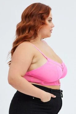 Pink Corset Top Mesh Lace With Suspender Detail Straps -You And All Fashion Store cjc31970 33a hot pink 4