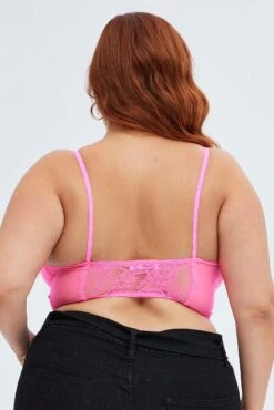 Pink Corset Top Mesh Lace With Suspender Detail Straps -You And All Fashion Store cjc31970 33a hot pink 5