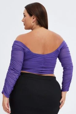 Purple Corset Top Mesh Long Sleeve Hook And Eye Closure -You And All Fashion Store cjc32033 33a plum 5