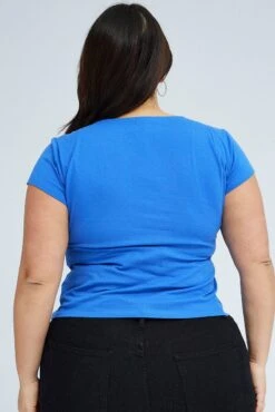 Blue Jersey Top Ladder Front Cap Sleeve 10 Blue Jersey Top Ladder Front Cap Sleeve -You And All Fashion Store cjc32058 84a cobalt 5