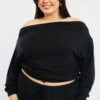 Black Off Shoulder Top Long Sleeve