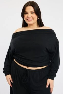 Black Off Shoulder Top Long Sleeve