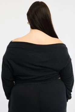 Black Off Shoulder Top Long Sleeve -You And All Fashion Store cjc3456x 129jb black 4