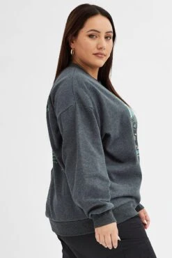 Grey Oversized Sweatshirt Racing Tour Printed Fleece 9 Grey Oversized Sweatshirt Racing Tour Printed Fleece -You And All Fashion Store cjc8097a 84ab charcoal 4