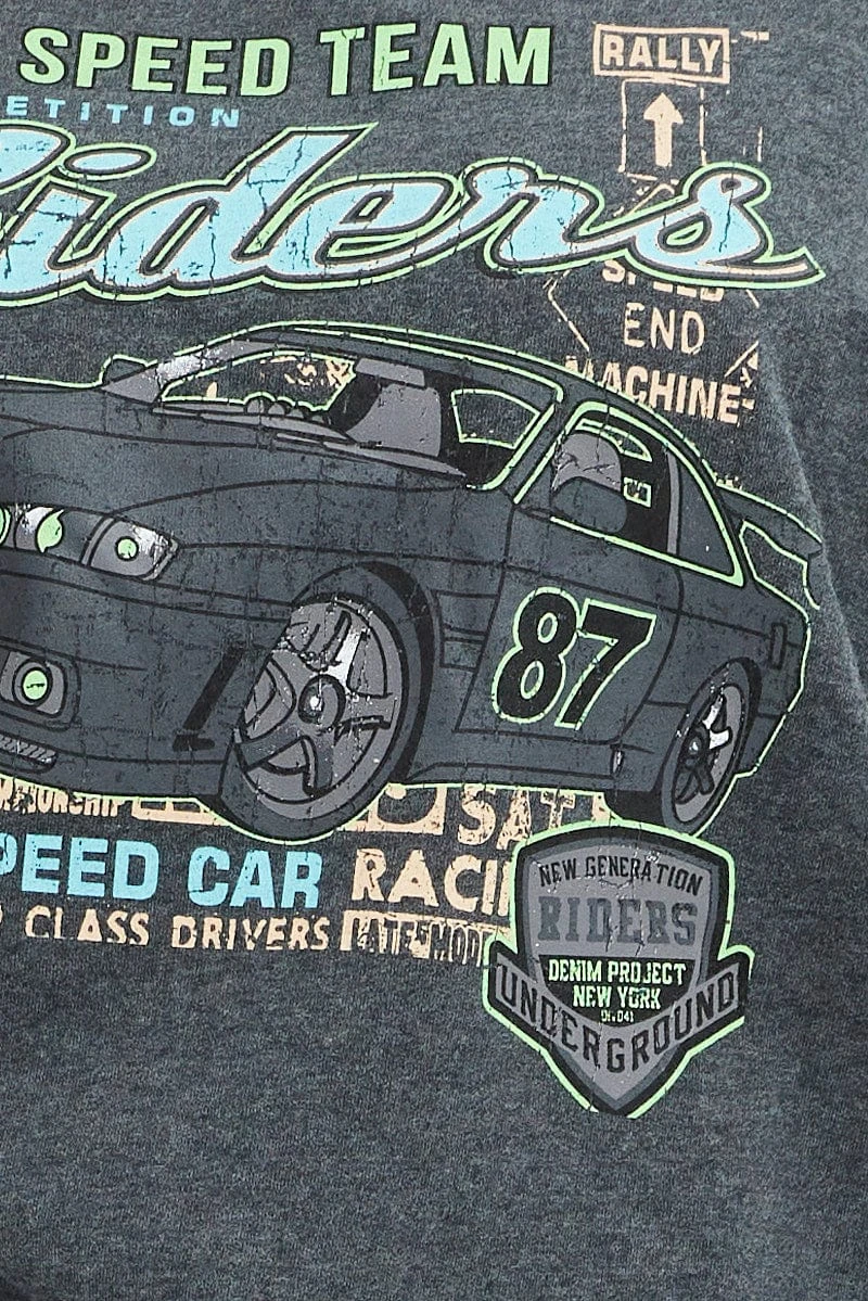 Grey Oversized Sweatshirt Racing Tour Printed Fleece 6 Grey Oversized Sweatshirt Racing Tour Printed Fleece - Image 6