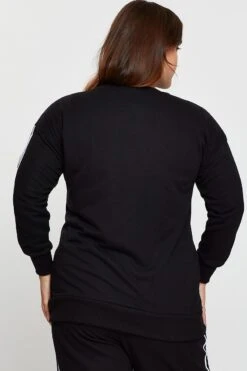 Black Sleeve Sweatshirt Stripe Sleeve Detail Long -You And All Fashion Store cjcg0662atps 84 black 5 1