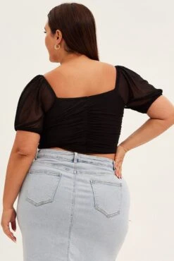 Black Corset Top Short Sleeve Crop Mesh -You And All Fashion Store cjd1066 36a black 5