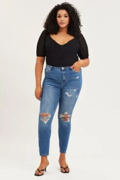 Black Short Sleeve Spot Mesh Bodysuit -You And All Fashion Store cjd25489 47a black 3