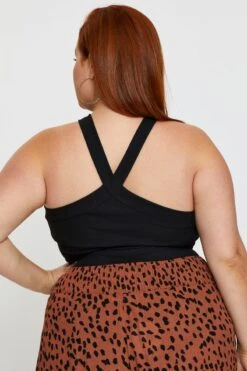 Black Jersey Bodysuit Cross Front Halter -You And All Fashion Store cjd31254 34ab black 5 1