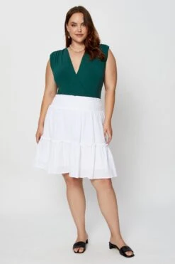 Green Front Bodysuit Shoulder Pad Sleeveless Jersey Wrap -You And All Fashion Store cjd31333 84ab forest 3