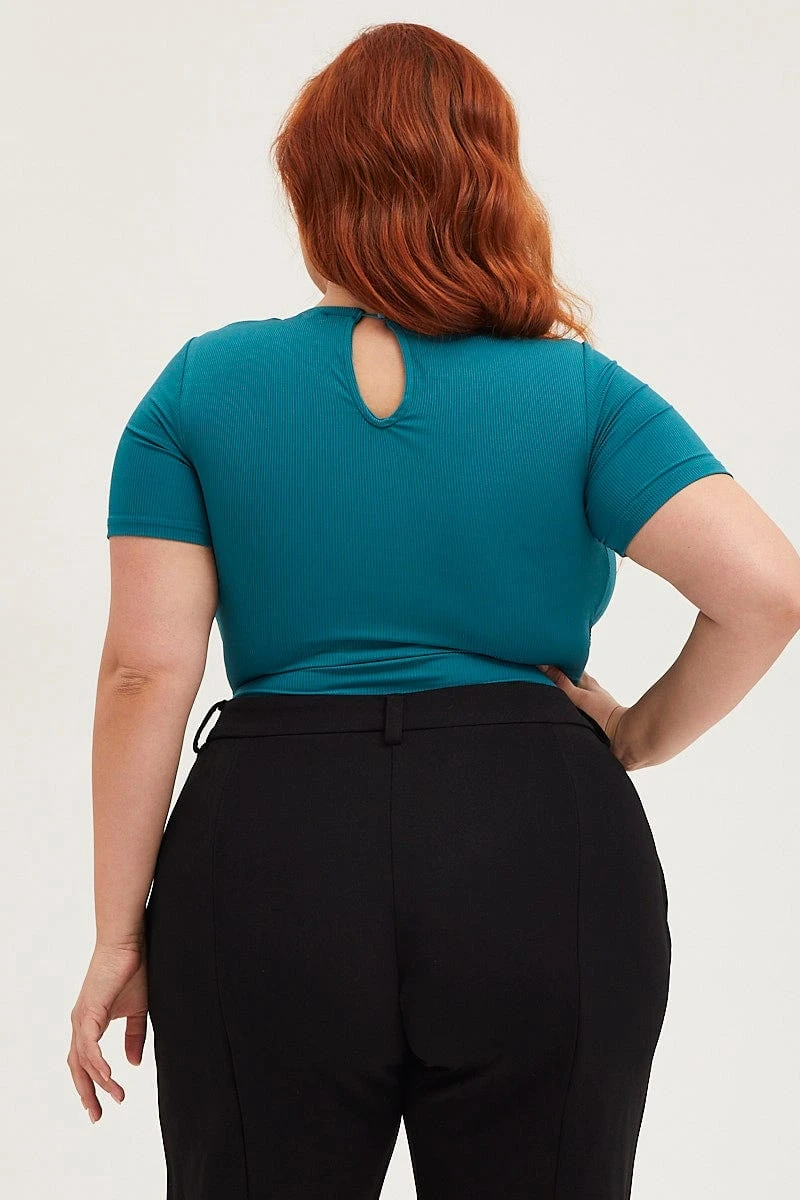 Green Jersey Bodysuit Keyhole Detail Short Sleeve 5 Green Jersey Bodysuit Keyhole Detail Short Sleeve - Image 5