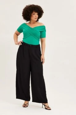 Green Off Shoulder Jersey Wrap Bodysuit -You And All Fashion Store cjd31419 47a jade 3