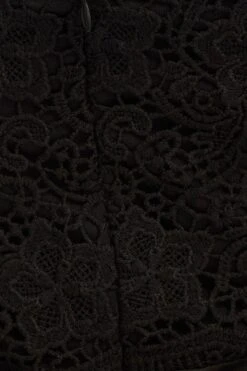 Black Bodysuit V Scalloped Neck Strappy Lace -You And All Fashion Store cjd31708 36ab black 6